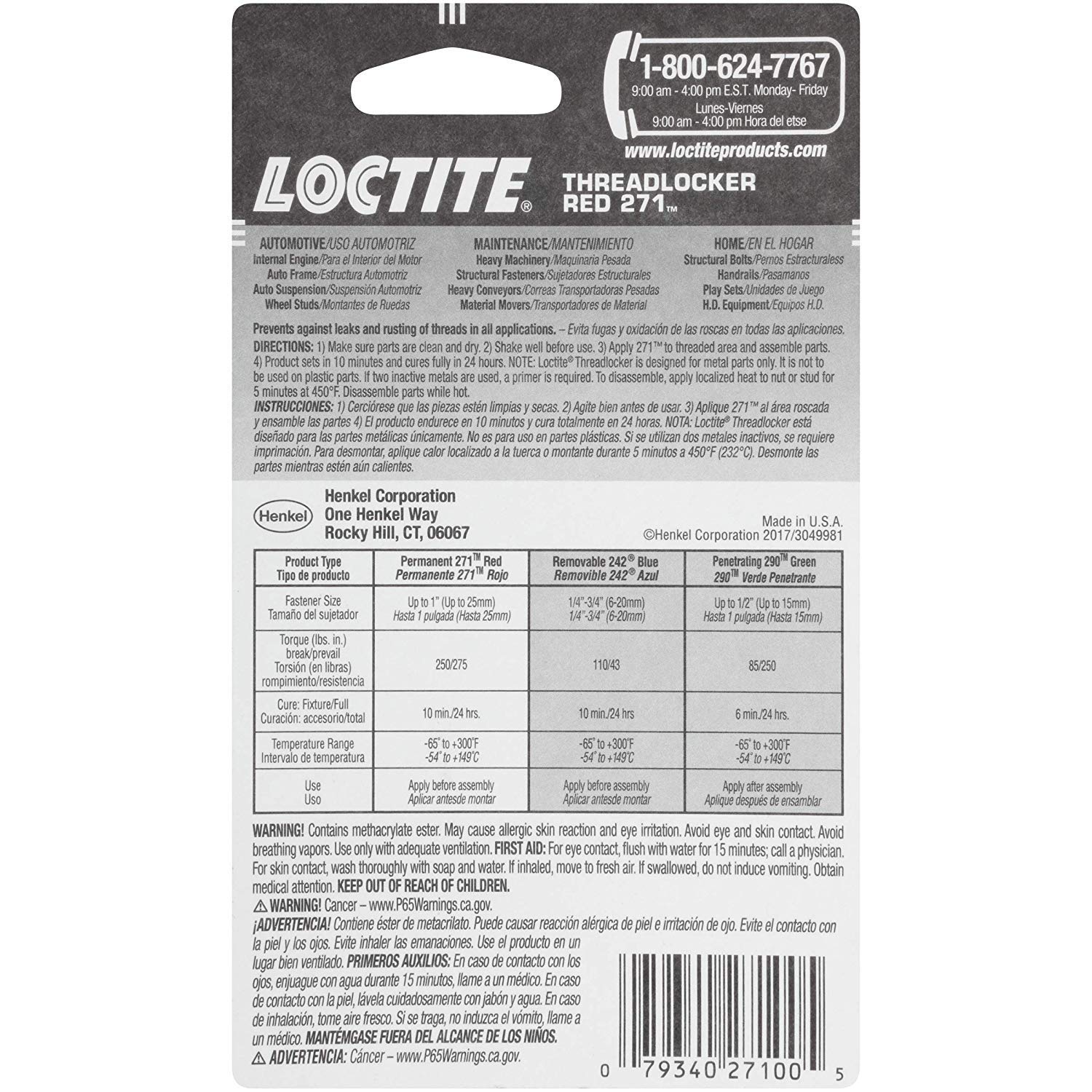 Amazon.com: Loctite 209741 Threadlocker Red 271, 0.2 Ounce - 6